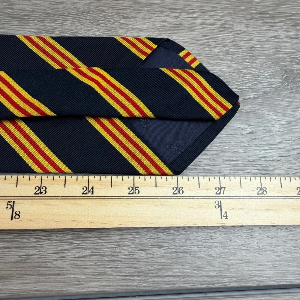 Brooks Brothers Mens Tie Makers Silk Repp Stripe Navy Blue Red Yellow OS
